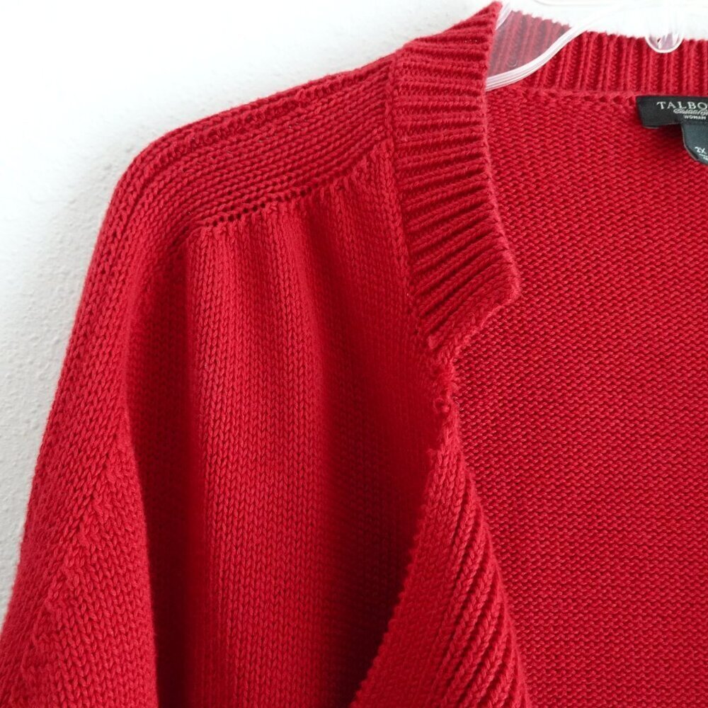 Talbots Cardigan Sweater Women's Plus Size 2X Red Open Front Short Sleeve - Picture 4 of 7